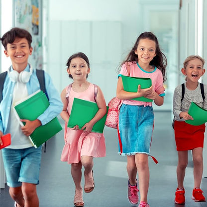 Cholemy 6 Pcs Plastic Pocket Folders with Prong 2 Heavy Duty Pockets Folders with 3 Prongs Letter Size Paper Folders Bulk File Plastic Folders with Fasteners for Office Workers (Green)