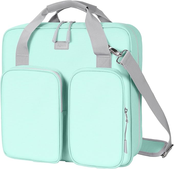 4 Inch 3 Ring Zipper Binder with Shoulder Strap & Handle & Multi-Pocket - 4" Binder with Zipper for School, Compatible with 13-Inch MacBook/Tablet -Patent Design Light Blue