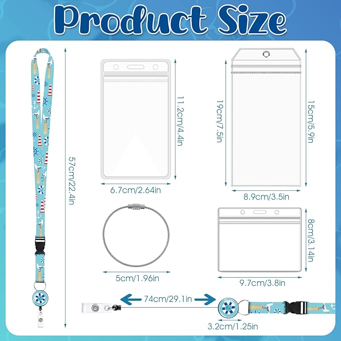6 Pack Cruise Ship Lanyards, Cruise Lanyards for Ship Key Cards with Waterproof ID Holder Cruise Luggage Tags Retractable Badge Reel & Detachable Buckle for Cruise Essentials