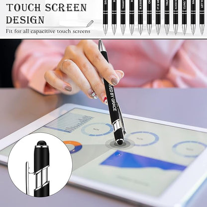 Zonon 12 Pieces Inspirational Pens Bulk Easter Basket Stuffers Motivational Quotes Ballpoint Pens with Stylus Tip Inspirational Gifts for School Office Teachers(Black,Bible Style)