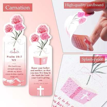 Bible Bookmark for Women, 80 Scriptures Religious Inspirational Bible Verse Bookmarks for Christian Gifts, Prayer Cards, Pink Scripture Book Marks for Reading Women, Book Lovers, Church Gifts in Bulk