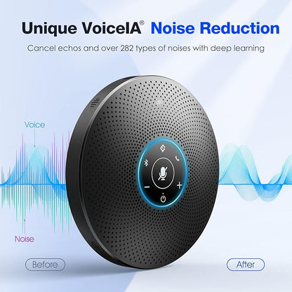 Bluetooth Speakerphone - eMeet M2 Max Professional Conference Speaker and 4 Directional Mics for up to 15 People Business Conference Calls High Volume Noise Reduction Daisy Chain Dongle Home Office