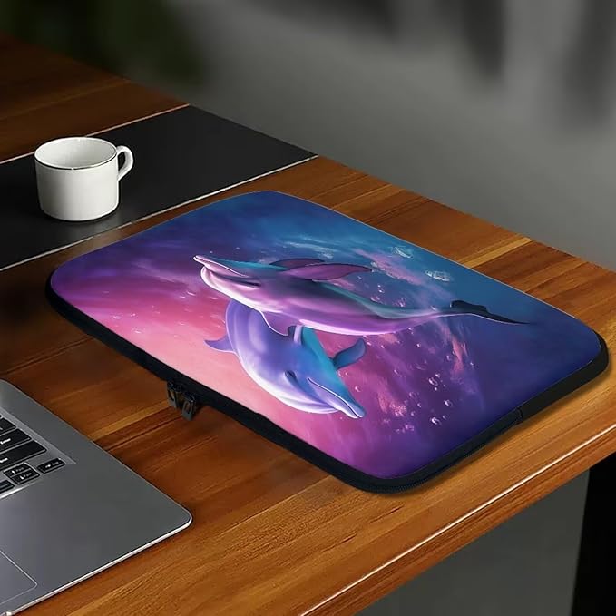 Dolphin Laptop Protective Sleeve for Women Men 15 inch Laptop Covers with Large Capacity Lap Top Case Lightweight Computer Sleeve Bag Suitable Gifts for Holidays Tablet Bag Purple