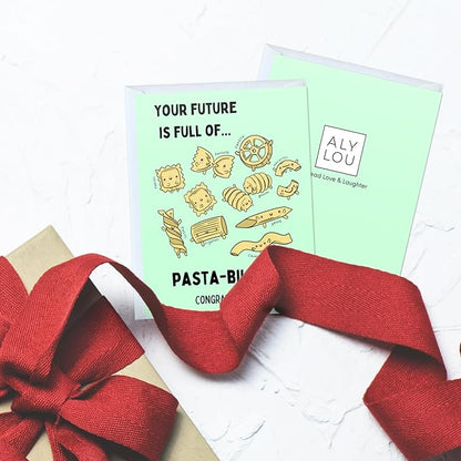 ALY LOU Graduation Card Funny for Him/Her, Congratulations Grad Card for Students Son Daughter, College High School University Greeting Cards (You're Future Is Full Of Pasta-bilities)
