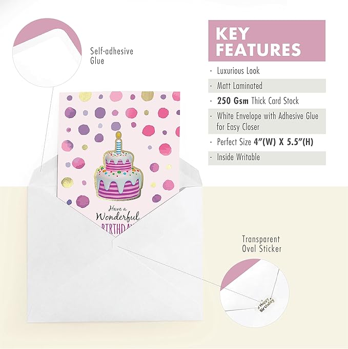 easykart labels 120 Unique Birthday Cards Assortment with Greetings Inside. For Businesses and Individuals, 4x5.5 Inch Assorted Foiling Cards with Envelope with Sealing Stickers