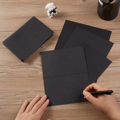 50 Pack Blank Cards Folded Cardstock Thank You Blank Greeting Cards for Invitations, Wedding, Greeting Cards, All Occasion DIY (Black, 3x5)