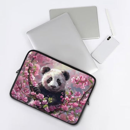 Cherry Blossom Panda Printed Laptop Bag for Women Men, Protective 10 Inch Computer Laptop Carrying Cover Laptop Sleeve Computer Bag with Zipper, Compatible with Most Laptop Computers