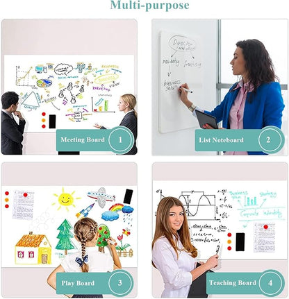 Magnetic Dry Erase Whiteboard Paper, 16" x 24" Self Adhesive Whiteboard for Wall, Easy to Write and Clean Dry Erase Board for Kids, Office, Home, with Marker, Magnetic Eraser and Magnets