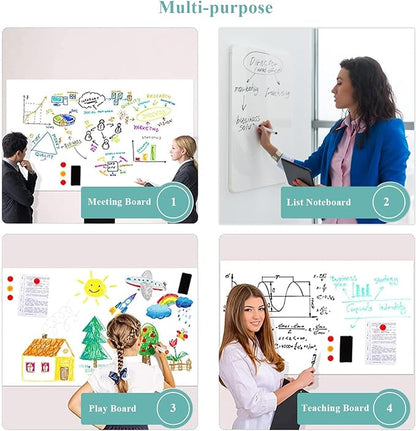 Magnetic Dry Erase Whiteboard Paper, 30" x 40" Self Adhesive Whiteboard for Wall, Easy to Write and Clean Dry Erase Board for Kids, Office, Home, with Marker, Magnetic Eraser and Magnets