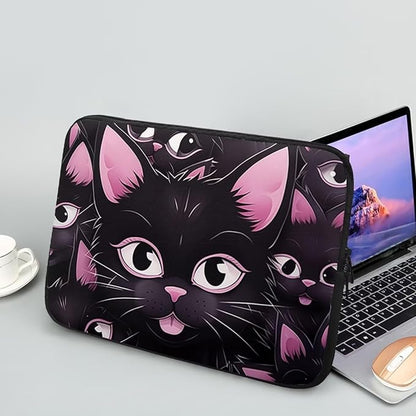 Black Cat Printed Laptop Briefcase for Women Men, Waterproof 15 Inch Laptop Bag Messenger Bag Lightweight Laptop Case for Office Business Traveling Daily Use, Gift for Father