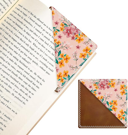 Personalized Leather Bookmarks, Fun & Cute Book Accessories for Reading Lovers, Unbreakable Page Markers for Women Men Girls Boys Student Teacher Kids Retirement Birthday Gifts (Pink Flower)