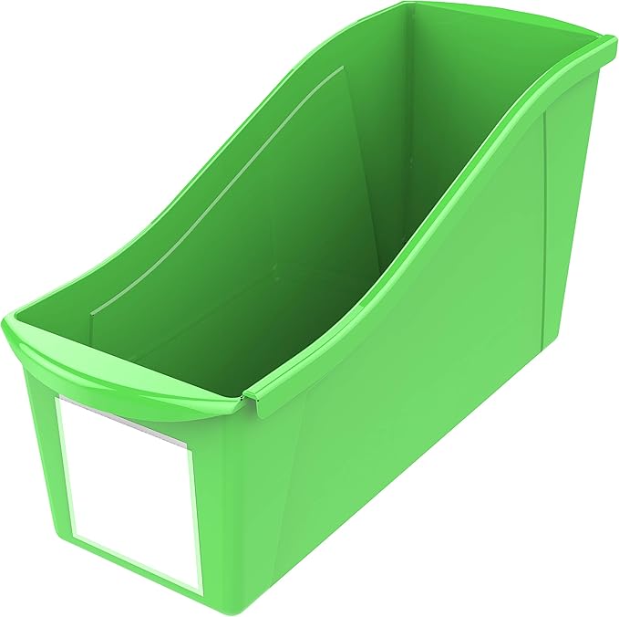 Storex Large Book Bin, 14.3 x 5.3 x 7 Inches, Green, Case of 6 (71118U06C)