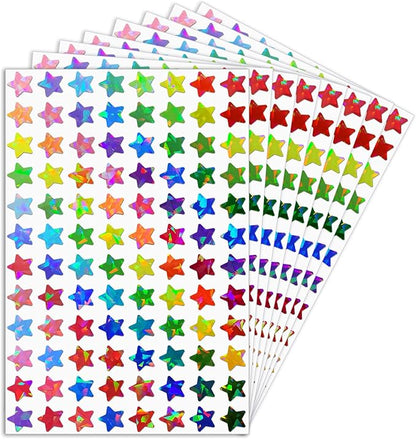 0.6 Inch Shiny Star Stickers,2016 Holographic Rainbow Small Star Stickers for Kids Reward, Behavior Chart, Student Planner and School Classroom Teacher Supplies