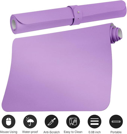 ‎Boutilon Leather Desk Pad 30" x14",Non-Slip Mouse Pad,Office Desk Mat,Waterprooft PU Leather Desk Blotter,Desk Pad Protector,Desk Writing Pad for Home Office Decor (M-Purple)