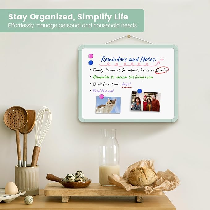 Small Double-Sided White Board Dry Erase Board for Wall, 14"x11" Hanging Whiteboard for Door, Mini Dry Erase Board with a Black Dry Erase Marker, Small Whiteboard for Kids Students, Back to School-G