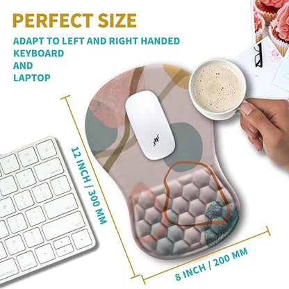Hokafenle Ergonomic Mouse Pad Wrist Support, Wrist Rest Mousepad for Carpal Tunnel Pain Relief with Integrated Memory Foam Slope Massage Bulge (11.8x7.9 inch,Abstrac Art