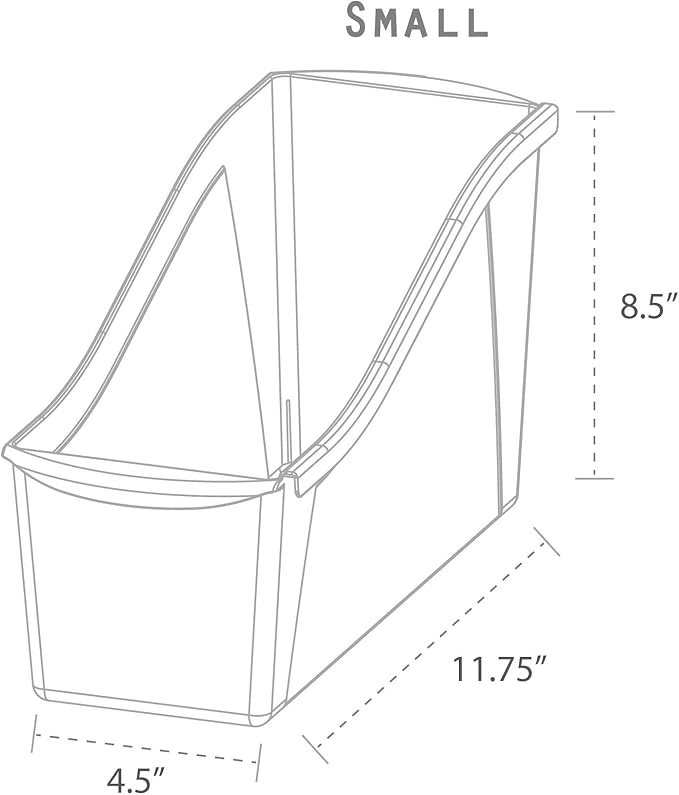 Storex 70113U06C Small Book Bin, 11.75 x 4.5 x 8.5 Inches, Assorted Colors, Color Assortment WILL Vary, Case of 6, Multicolor, Classroom Assortment