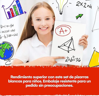 6 Premium Small Dry Erase Board 9"x12"- Portable Dry Erase Lap Board, Handheld Whiteboard- White Boards for Students - Small Whiteboard | Double Sided Erasable White Boards Dry Erase- 6 Pk