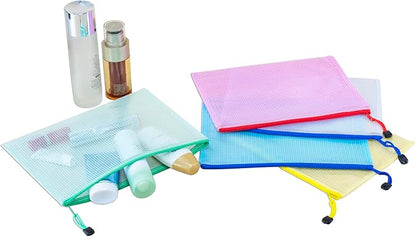 AUSTARK 20 Pcs Zipper File Bags, Plastic Mesh Pouch, Board Game Storage Bag, Waterproof Bags for Office School (B5 Size 11.4''x8.2'', Multicolored)