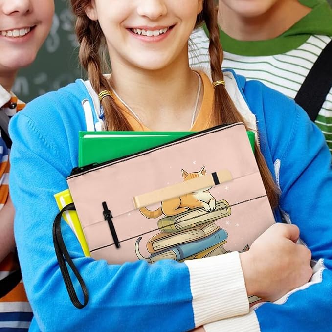 COEQINE Cute Girls Book Cover with Zipper 9x11 Portable Book Sleeves Book Lovers Cute Cats Animal Book Case Dust Cover for Adult Teens Large