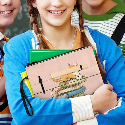 COEQINE Cute Girls Book Cover with Zipper 9x11 Portable Book Sleeves Book Lovers Cute Cats Animal Book Case Dust Cover for Adult Teens Large