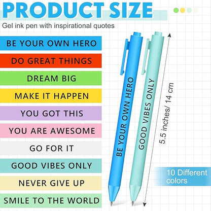 50 Pcs Gel Ink Pens Motivational Inspirational Quote Pen Retractable Rolling Ball Smooth Writing for Coworkers Supplies Office Home(Bright Color,Awesome)