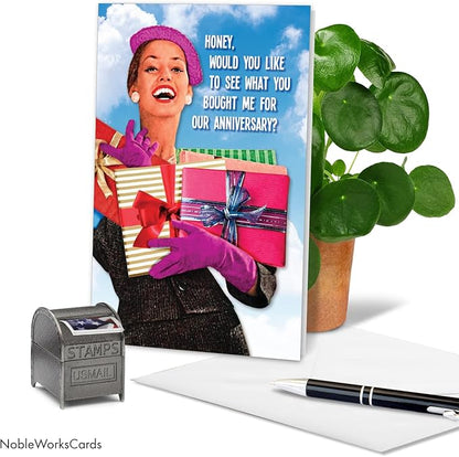 NobleWorks What You Bought Me - Anniversary Greeting Card with Envelope (4.63 x 6.75 Inch) - C2334ANG