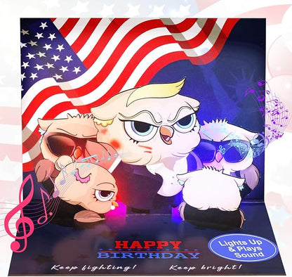 Birthday Card, 3D Pop Up Happy Birthday card, Funny Greeting Cards with Light and Music for Men, Dad, Husband, Women,Wife,Mom (Presidential Real Voice Birthday Blessings & Surprise)