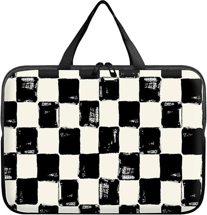 Universal Tablet Laptop Sleeve Case 10 inch, Black and White Checkered Slim Carrying Case Durable Handbag Travel Laptop Bag for 7 to 10-inch Laptops/Notebook/Kids Tablet/ipad/eBook Readers