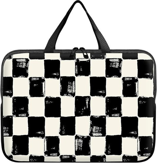 Universal Tablet Laptop Sleeve Case 10 inch, Black and White Checkered Slim Carrying Case Durable Handbag Travel Laptop Bag for 7 to 10-inch Laptops/Notebook/Kids Tablet/ipad/eBook Readers
