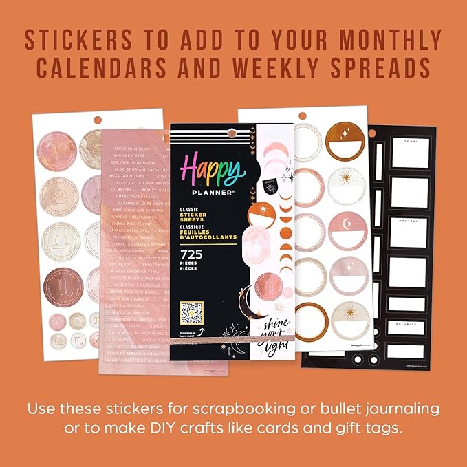 Happy Planner Sticker Pack for Calendars, Journals, and Planners, Easy-Peel Stickers and Scrapbook Accessories, Classic Size, Everyday Magic, 30 Sheets, 725 Total Stickers
