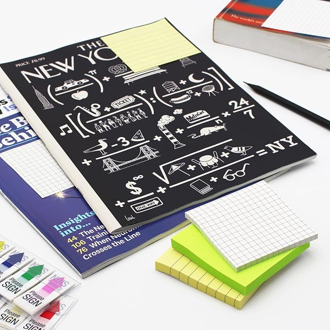 (8 Pad) Lined Sticky Notes,3x3 Inch, Self-Stick Notes, Easy to Post for School, Office, Notebook, Pastel Yellow Color Pads/Pack