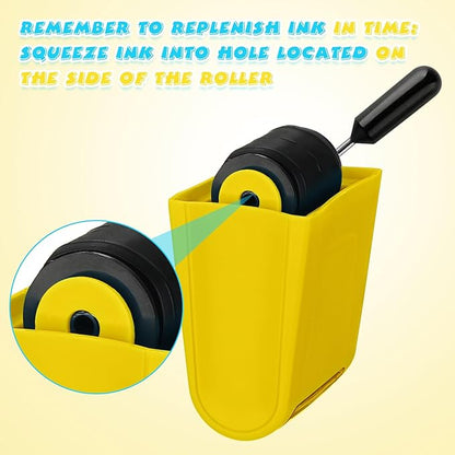 Sherr 2 Handwriting Line Stamp Roller Dashed Handwriting Lines Practice Roller Stamp for Kids, Teachers Kindergarten Education Classroom Back to School Need(2.72 x 2.44 x 1.54 Inch,Yellow)