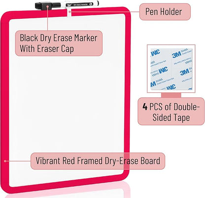 Mr. Pen- Dry Erase Board, 14” x 11” with a Black Dry Erase Marker, Red Frame, Small White Board, White Board for Kids, White Board for Students, Small Dry Erase Board, Mini White Board
