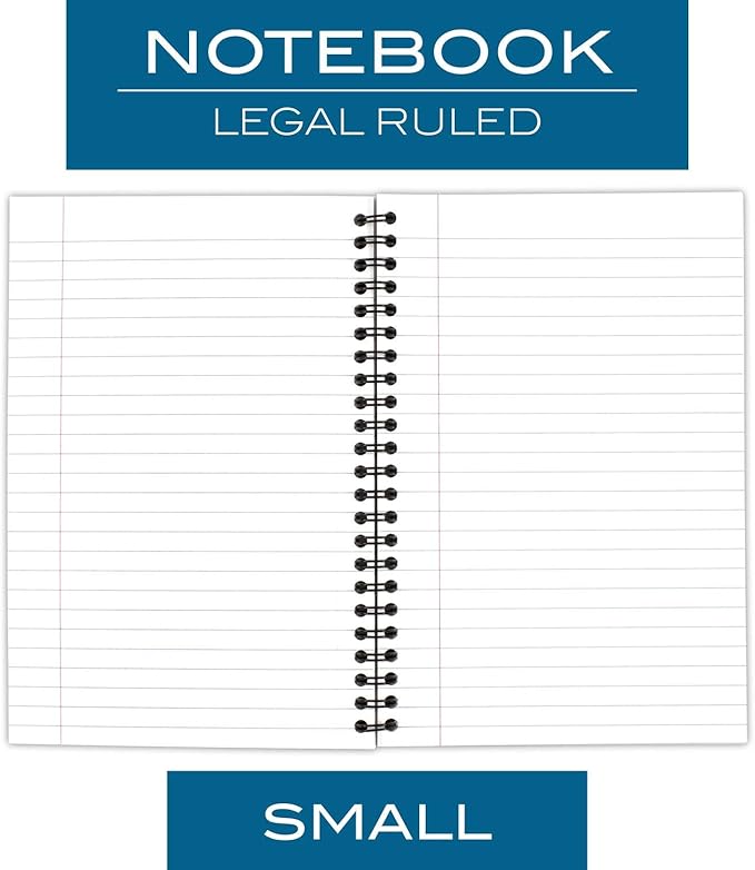 Cambridge Business Notebook, Legal Ruled, 5" x 8", Small, Wirebound, 80 Sheets, Black (06074) (Pack of 2)