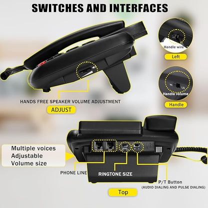 New Multifunctional Desktop Phone for The Elderly, with Photo Storage, Quick Dialing, Large Display Screen, Large Buttons, Adjustable Ringtone, Large Indicator Light,Hands Free Function