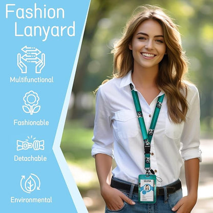 Lanyards for Id Badges, Cute Elephant Badge Holder with Retractable Heavy Duty Reel Belt Clip, Work Card Name Tag Lanyard Vertical ID Card Protector for Women Nurse Doctor Teacher Student