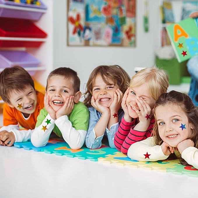 0.6 Inch Shiny Star Stickers,2016 Holographic Rainbow Small Star Stickers for Kids Reward, Behavior Chart, Student Planner and School Classroom Teacher Supplies