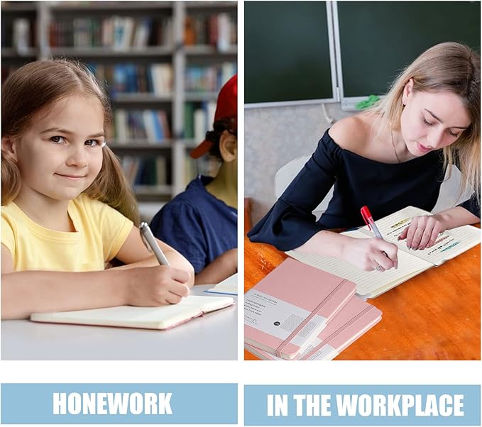 Lined Journal Notebook, 10Pack(Pink), 160 Pages, Medium 5.7 inches x 8 inches - 100 gsm Thick Paper, Hardcover