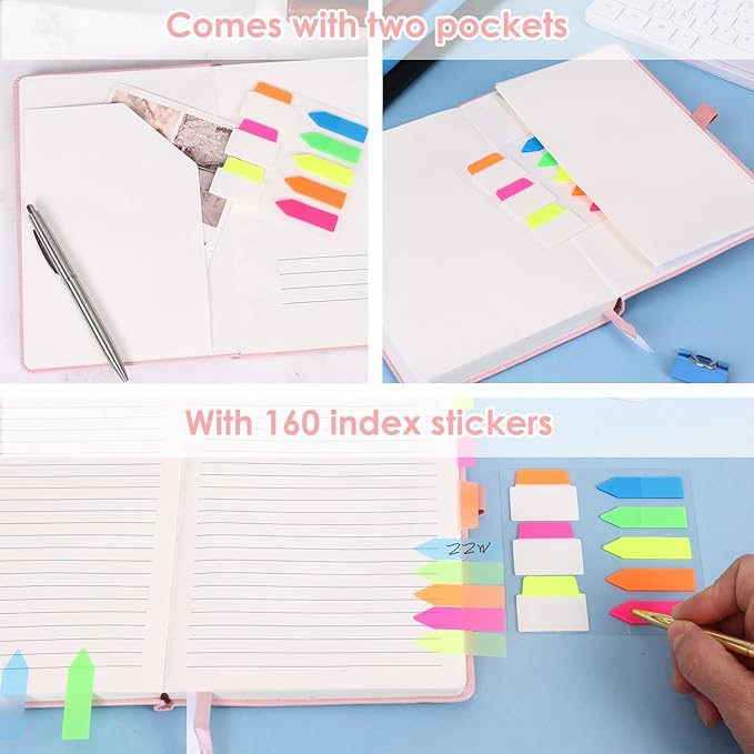 Pink Lined Journal Notebook for Women Men A5 Hardcover Leather Journals College Ruled Notebooks 300 Pages 5.7 x 8.3 Inches