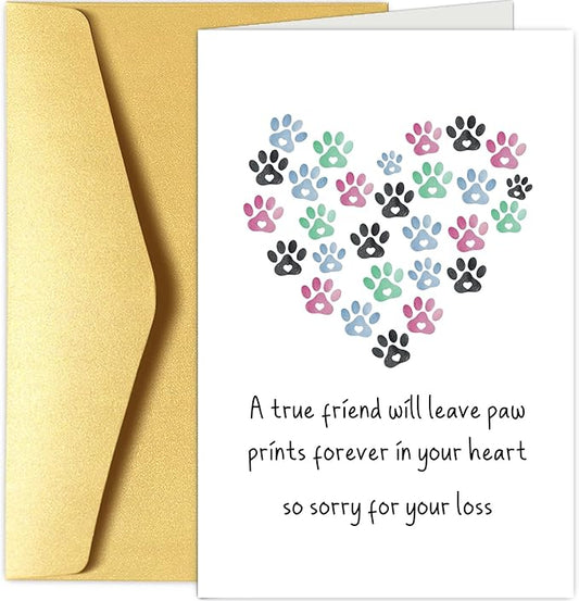Chenive Pet Loss Sympathy Card - For Dog or Cat Owner, Men or Women, Bereavement Card