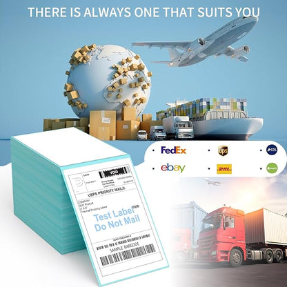 9527 Product Fanfold 4 x 6 Direct Thermal Labels with Blue Background Paper Perforated Shipping Labels for Thermal Printers, 1000 Label per Stack, 4 Stacks 4000 Label