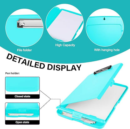 Clipboard with Storage, High Capacity Clip Boards 8.5x11 with Storage, Plastic Nursing Clipboard Folder with Pen Holder, Heavy Duty Storage Clipboard with Low Profile Clip for School & Office