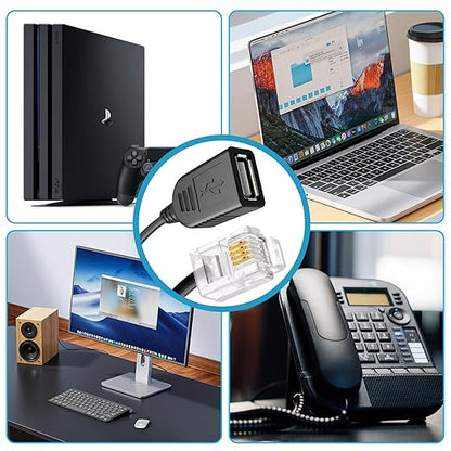 Rj11 To Usb Telephone Line Adapter, Rj11 6p4c Male To Usb Female Modem Converter, Used For Telephone Communication, Fax Machines, Modulation And Demodulation Adapters (Rj11 male to USB female30cm)