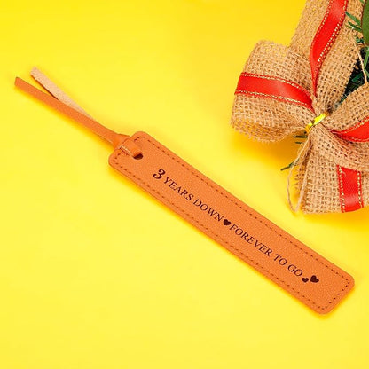 Leather Bookmark 3rd Wedding Anniversary, 3 Year Anniversary Wedding Gifts for Women Men Valentines Day Christmas Birthday Gifts 3 Years as Husband & Wife Gift for Her Him Couple 3 Years of Marriage