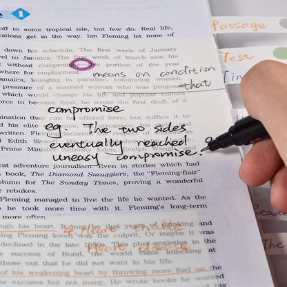 BAYTORY 700 Sheets Transparent Sticky Notes, Clear White Waterproof 3 x 3 inch See Through Memo Pad, Self-Adhesive Translucent Writable Index Tabs for Annotating Book, Office & School Study Supplies