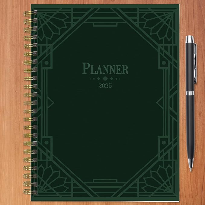TF PUBLISHING 2025 Emerald Edition Medium Weekly Monthly Planner - Goals & Task Trackers - Planner Monthly and Weekly with Organizer Stickers - 12 Month Calendar Planner - 6.5" x 8"