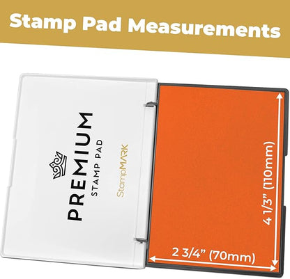 Premium Stamp Pad Medium Size 3" x 4" - for Traditional Rubber Stamps - Felt Pad Orange Color