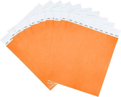 100 Pcs Wristbands, 1-100 Consecutive Numbers Waterproof Tearproof and Printable Wrist Straps Admission Bracelets Tickets (Neonorange)