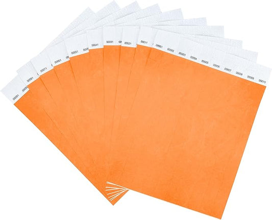 100 Pcs Wristbands, 1-100 Consecutive Numbers Waterproof Tearproof and Printable Wrist Straps Admission Bracelets Tickets (Neonorange)